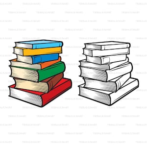 Stack of books. Cut files for Cricut. Clip Art (eps, svg, pdf, png, dxf, jpeg).