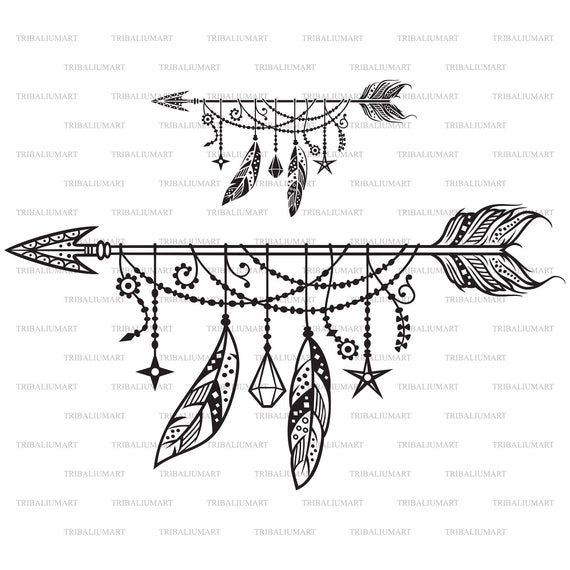 Boho Arrow With Feathers. Cut Files for Cricut. Clip Art | Etsy
