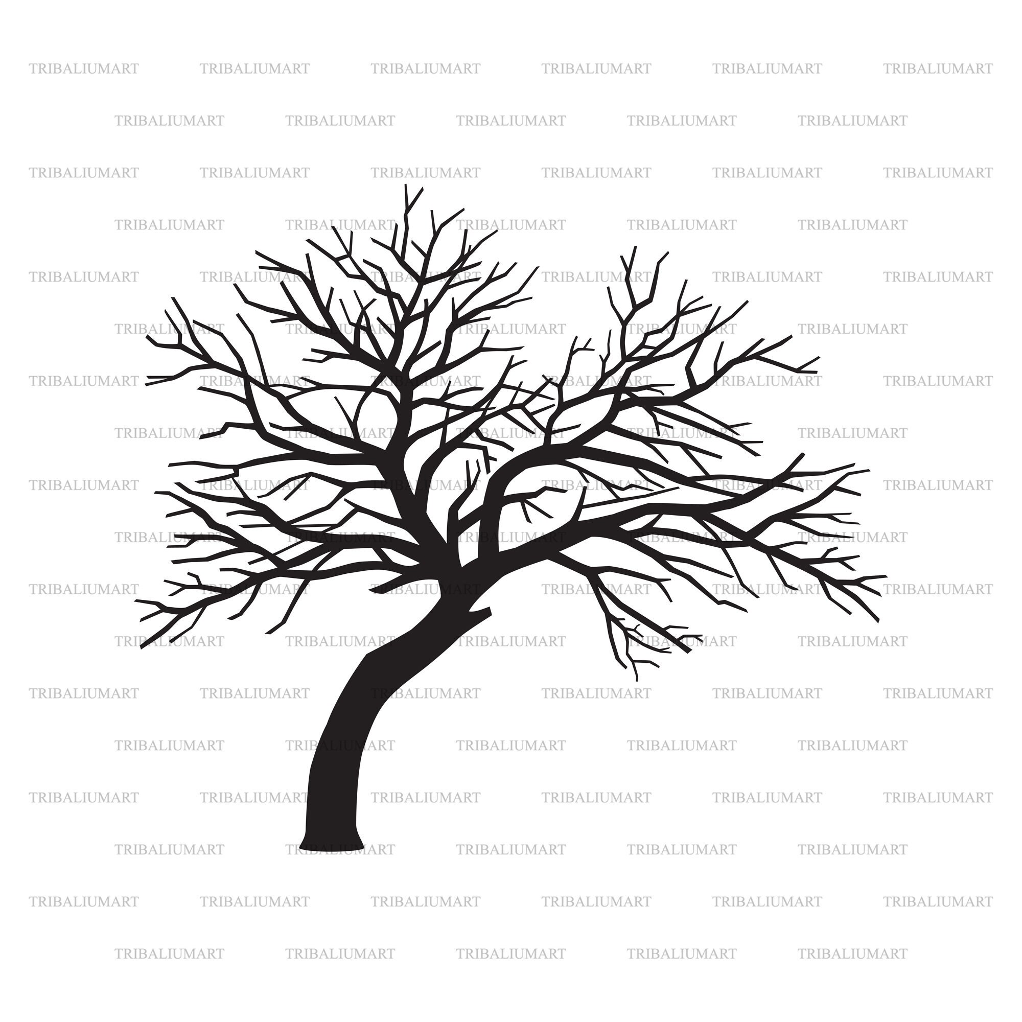 Bare Tree Silhouette Cut Files For Cricut Clip Art eps Svg Pdf 