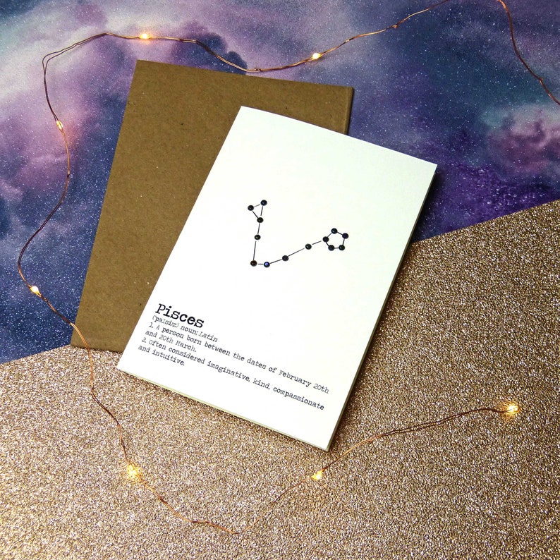 Personalisable Pisces Horoscope Birthday Card