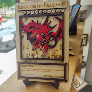 Carte à collectionner 3D Yu Gi Oh The Sky Dragon Unique | Carte en bois laser 3D faite à la main