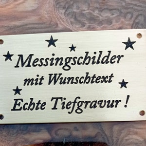 Messingschild , Metallschild personalisiert mit Wunschtext echte Tiefgravur wetterfest Bild 1