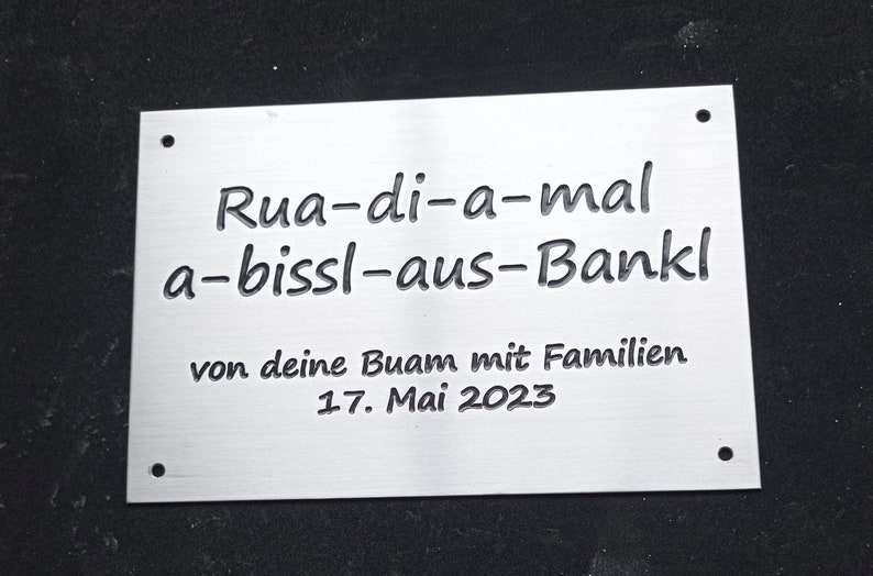 Metallschild aus Aluminium personalisiert mit Wunschtext echte Tiefgravur, wetterfest. Bild 9