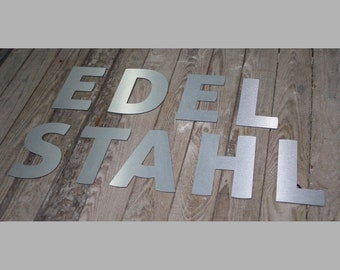 Letters in stainless steel look for indoor and outdoor use, names, lettering made of 3 mm aluminum composite material.