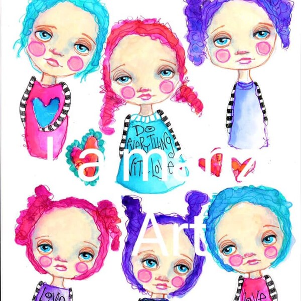 Quirky Girls Printable Collage Sheet