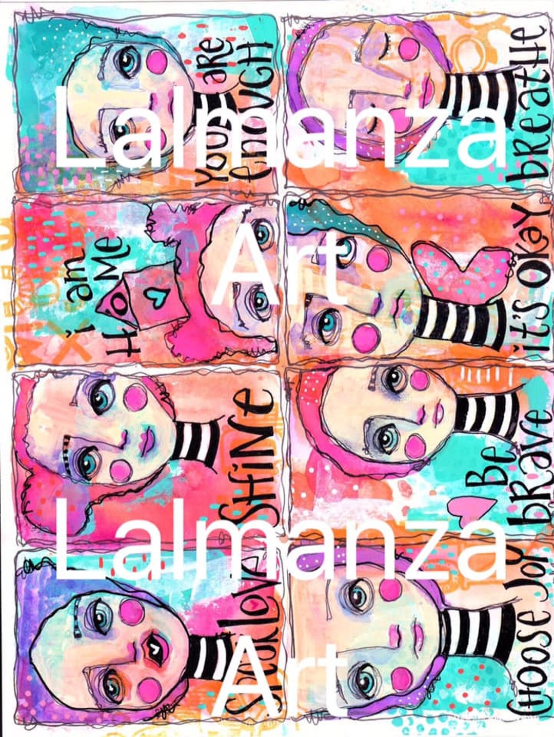 Quirky Girls Tip in Cards Collage Sheet Etsy