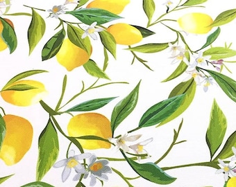 Lemon print fabric for home textile, curtain, upholstery, bench, shades, sofa fabric, by the yard kitchen decor fabric