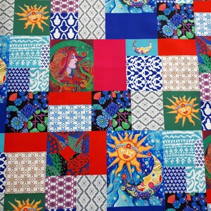 Patchwork sun moon floral geometric upholstery fabric,sun colorful print fabric,geometric upholstery,patchwork curtains,patchwork bag fabric