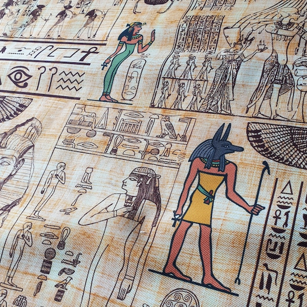 Egypt papyrus print fabric -  ancient classic Egypt traditional pattern fabric - egyptian pharaoh, egypt upholstery
