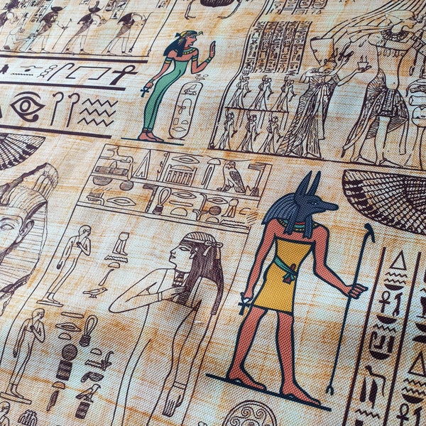Egypt papyrus print fabric -  ancient classic Egypt traditional pattern fabric - egyptian pharaoh, egypt upholstery