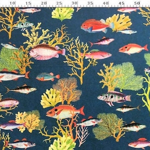 Erosebridal Colorful Fish Upholstery Fabric for Chair Sofa, Fish