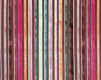 Stripe Velvet Look Upholstery Fabric, Ethnic Fabric, Vintage, Boho