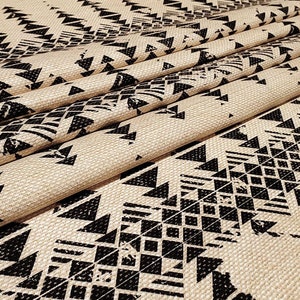 Tribal Aztec fabric,upholstery burlap jute look fabric, nomadic fabric, curtain chair sofa boho fabric, Southwestern fabric, DIY fabric