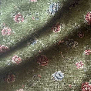 Green Floral upholstery fabric, tapestry woven fabric, by the yard fabric for chair sofa curtain cushion home decor fabric