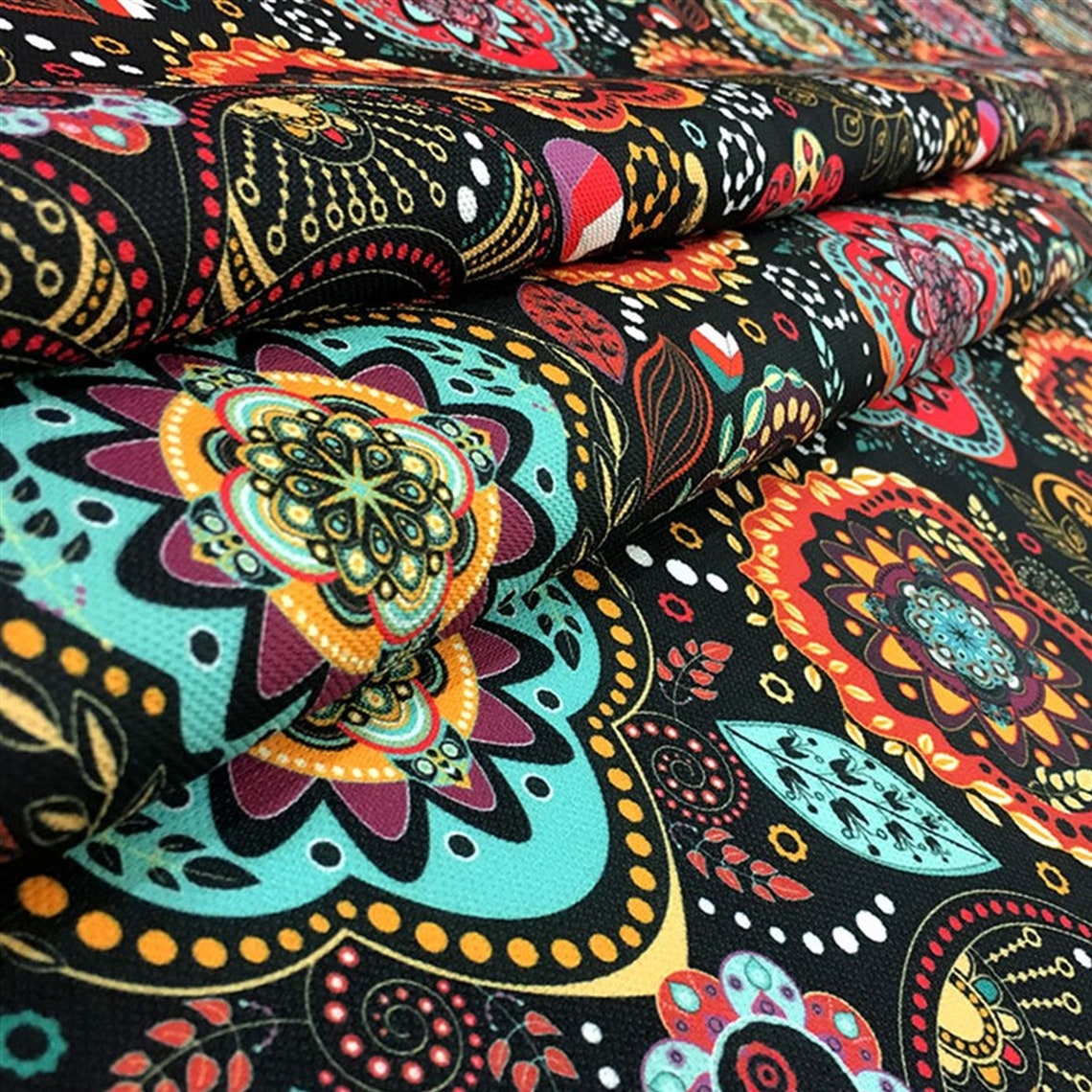Authentic mandala print fabric colorful flower print fabric Etsy