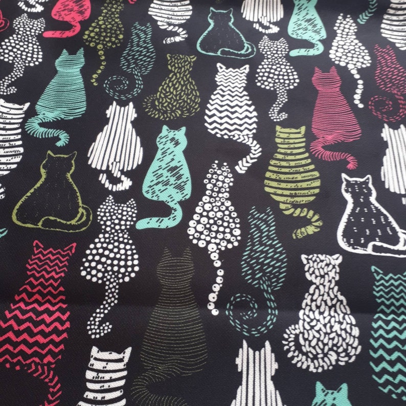 Cat Fabric by the Yard Pop Art Cat Upholstery Fabric Kitten Etsy UK