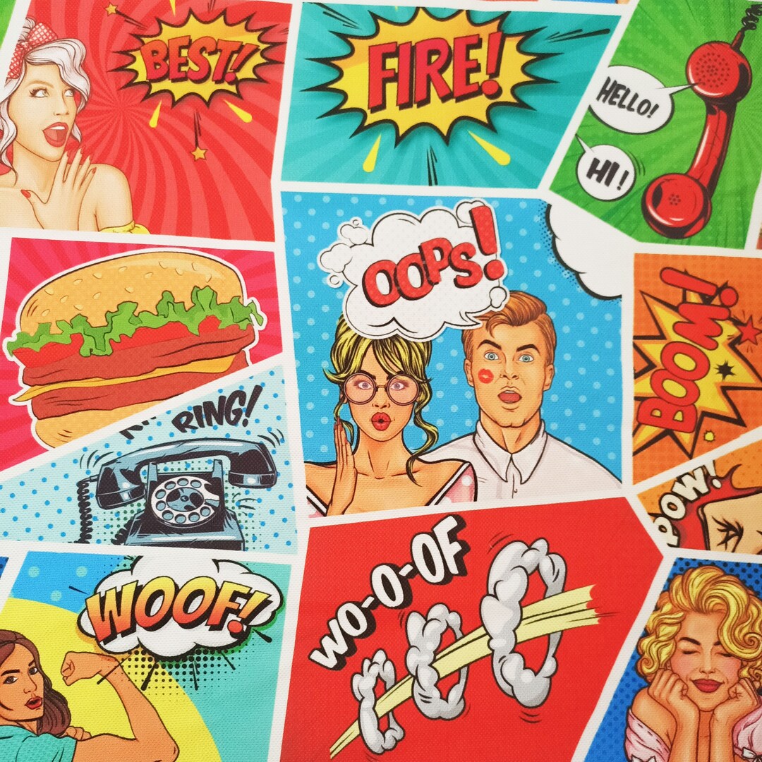 Pop Art Fabric Retro Print Upholstery Pin up Girl Fabric by Etsy