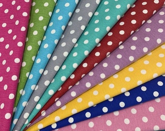 Polka Dot fabric, Cotton canvas Fabric, blue, mint, black by the yard DIY fabric, curtain, seats cover, upholstery, craft fabric