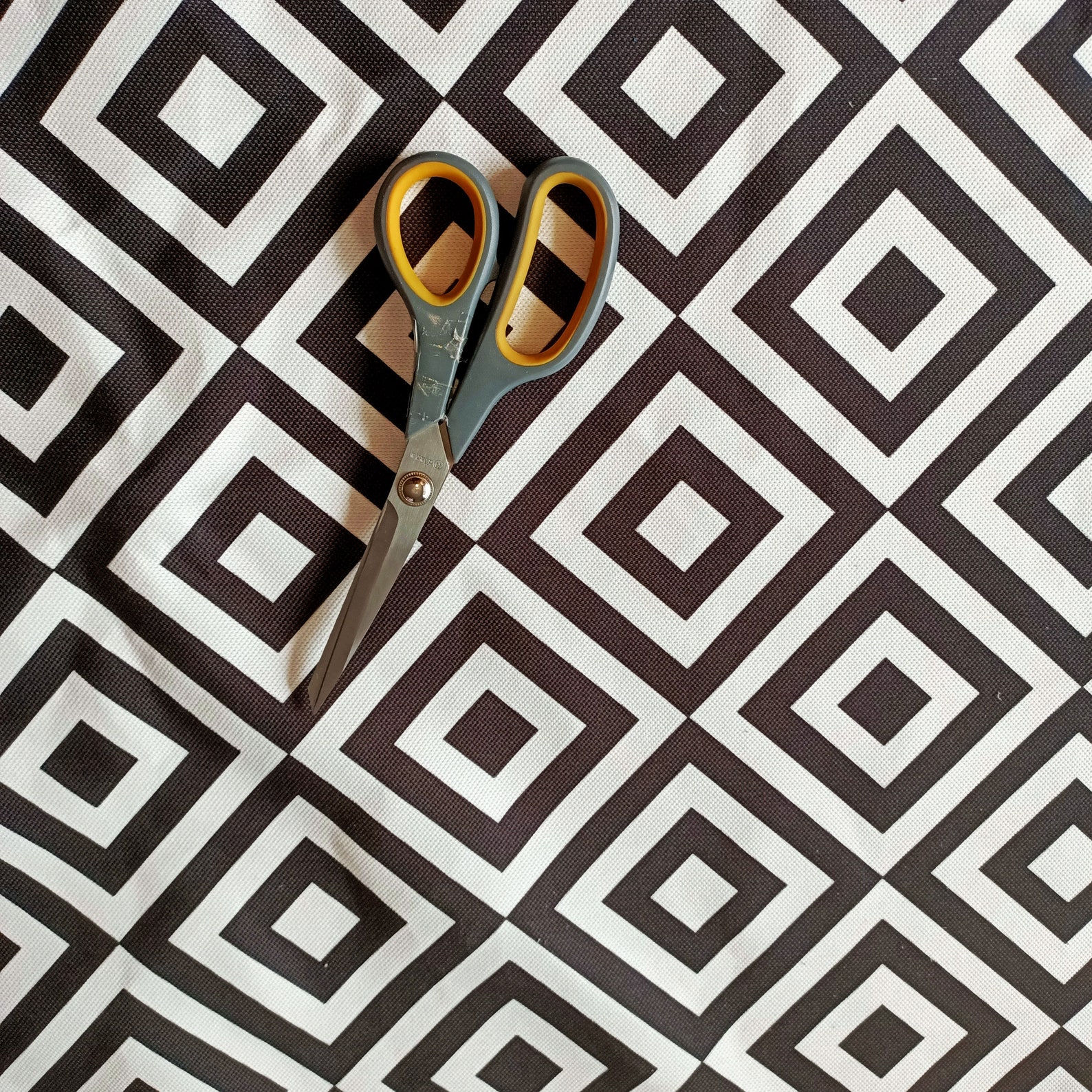 Black and White geometric square print fabric for home textile Etsy