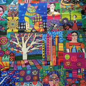retro pop  art cat woman tree patten fabric for upholstery, by the yard curtain, chair fabric, sofa fabric