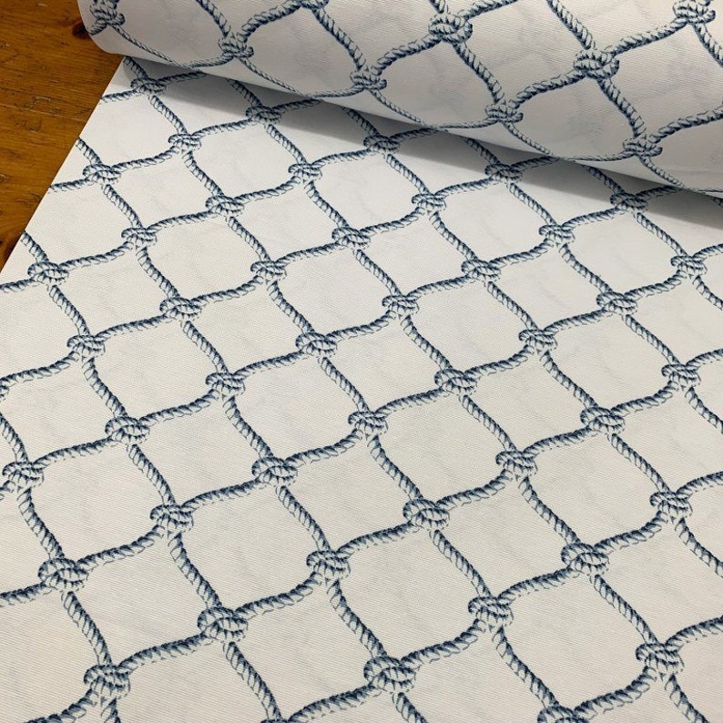 Nautical Rope White Fabric Cotton Upholstery Fabric Sailer Etsy