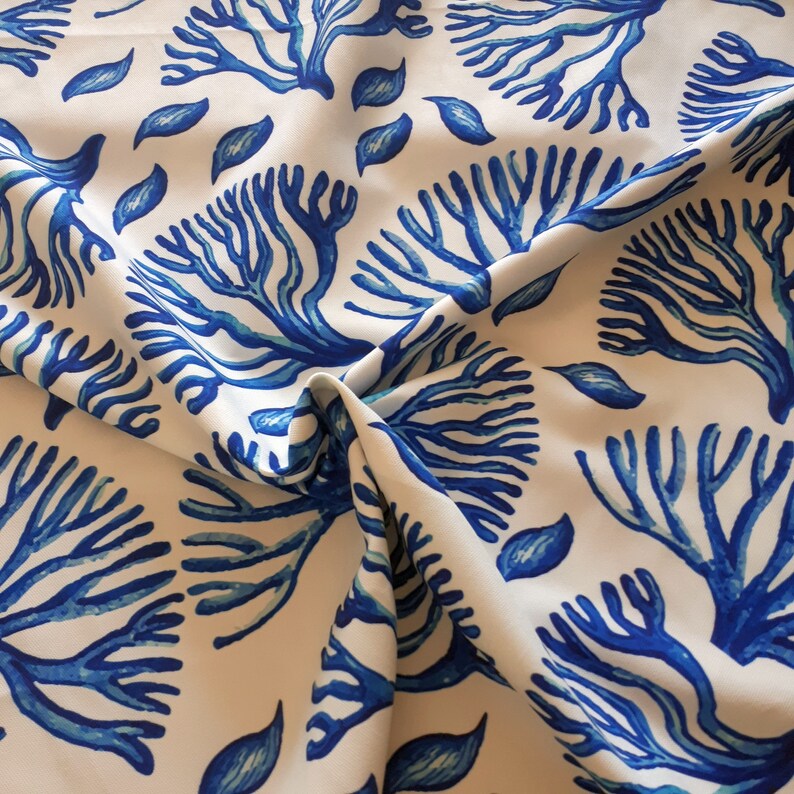 Blue Coral print fabric ocean sea marina theme fabric yacht Etsy
