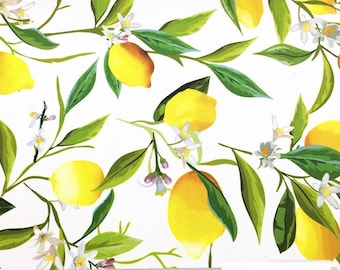 Lemon print fabric for home textile, curtain, upholstery, bench, shades, sofa fabric, by the yard kitchen decor fabric