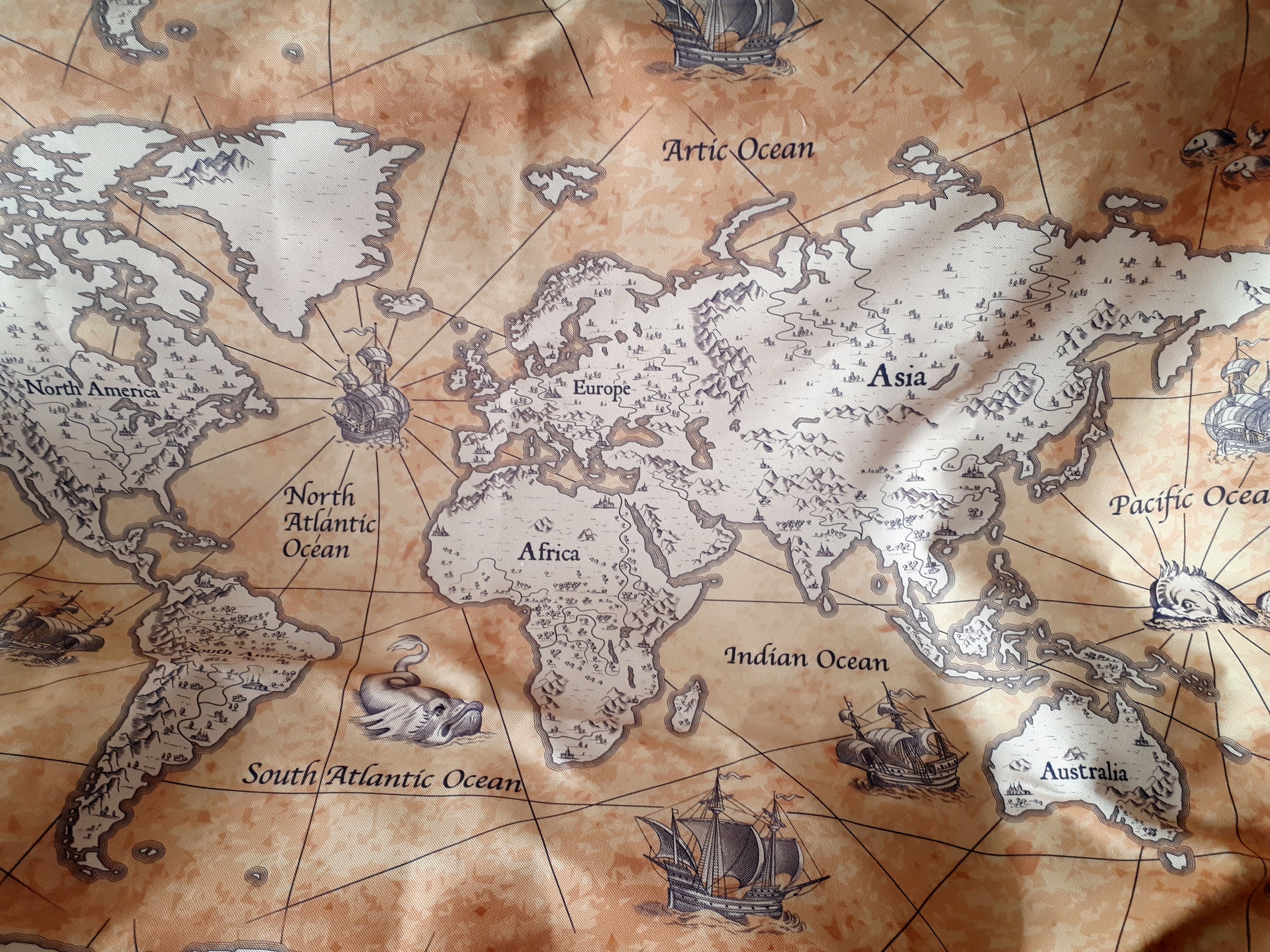 Aging Map Print Fabric Old World Map Print Fabric Vintage Etsy Singapore