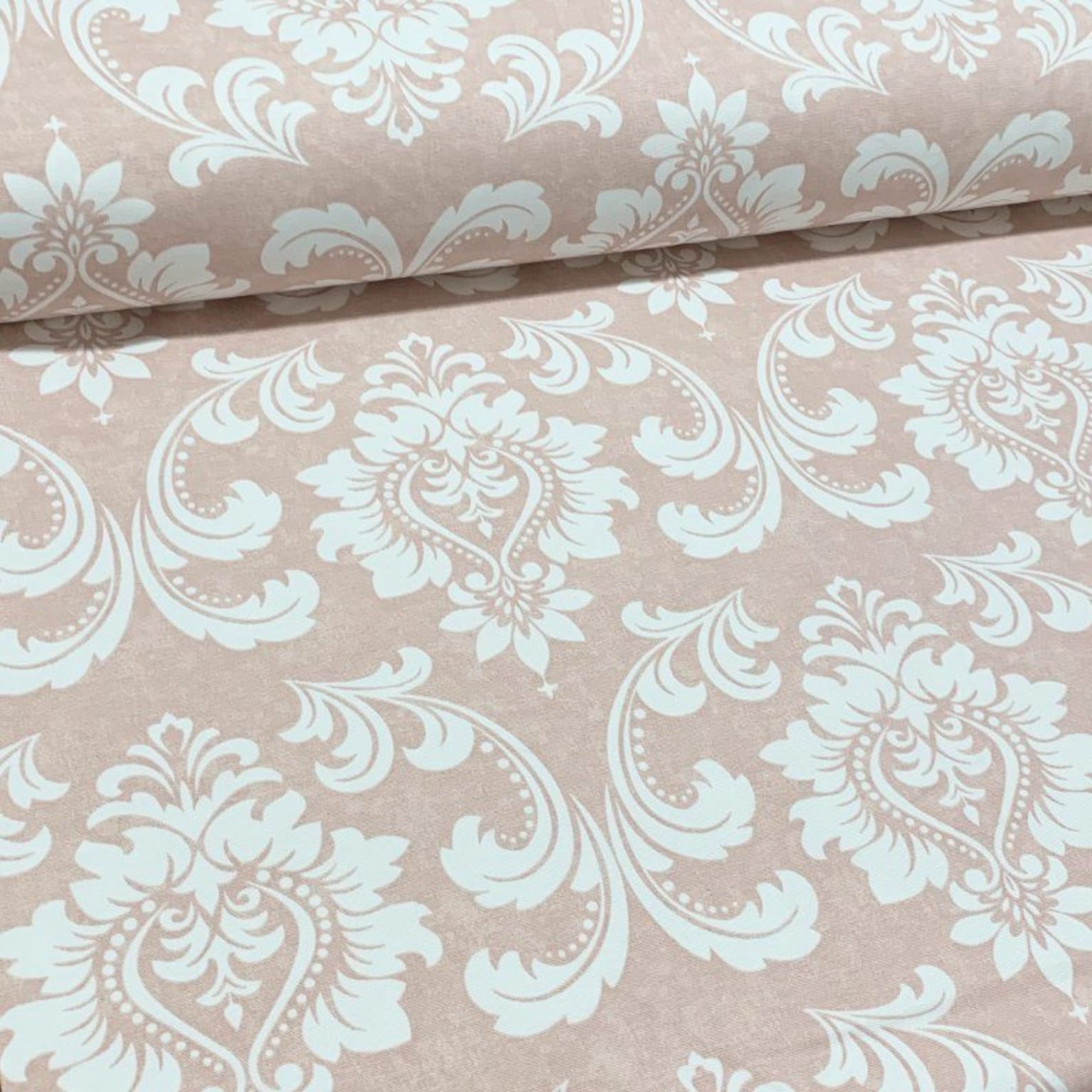 Blush Pink Damask Fabric Cotton Fabric by the Yard Etsy