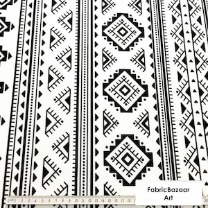 Southwest fabric, Black and white fabric, boho fabric, ikat fabric, by the yard upholstery, diy fabric, chair fabric, mayan fabric