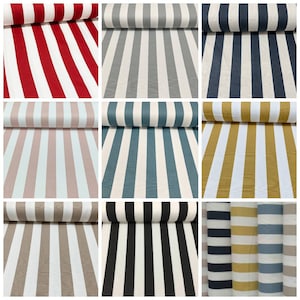 Striped Cotton Duck Canvas Fabric, Gray indoor, outdoor canvas fabric, by the yard upholstery,  striped width = 2 inc  water stain repellent
