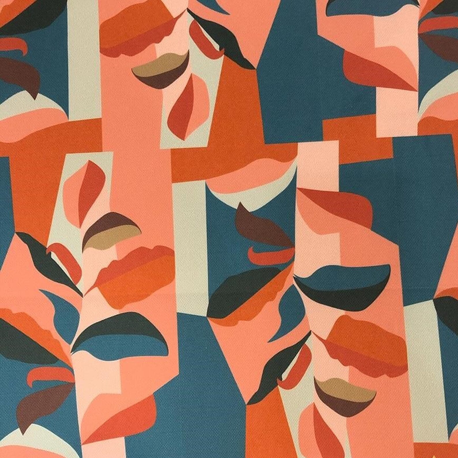 Abstract Leaf Print Fabric by the Yard Bohemian Decor Etsy