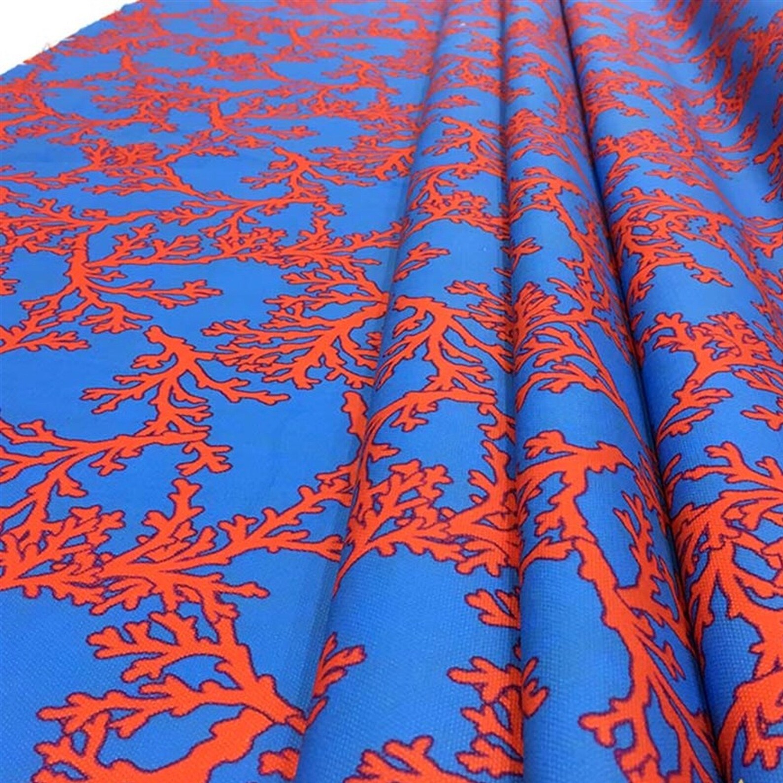 Red Blue Coral Reef Fabric by the Yard Ocean Sea Upholstery Etsy UK