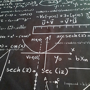 Maths fabric, mathematics Fabric by the yard for decoration, school education fabric, bag fabric, triangle cone sinh cosh square
