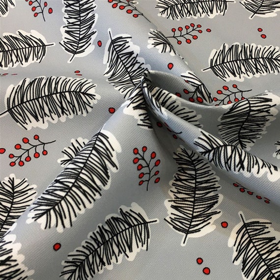 gray fabric, pine branch print fabric, upholstery, curtain fabric, kitchen decor fabric, bench fabric, poufs fabric, sofa fabrics