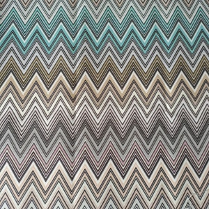 zig zag pattern fabric, pastel color zig zag chevron upholstery fabric, green beige brown fabric, zig zag bag fabric, retro vintage decor