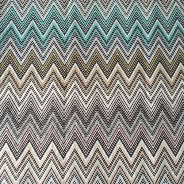 zig zag pattern fabric, pastel color zig zag chevron upholstery fabric, green beige brown fabric, zig zag bag fabric, retro vintage decor