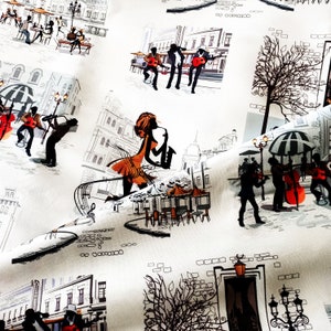 Parisian Pattern Fabric, Paris Street Music, Paris Modern Metropol ...