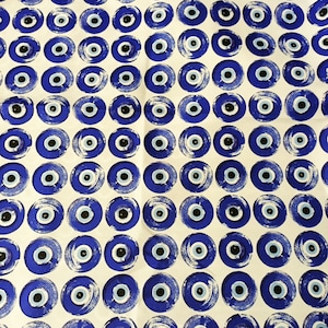 Böser Blick Stoff, moderner blauer Böser-Augen-Stoff für Möbelbezugsstoff, Bastelstoff, Böser-Augen-Perle, Amulettstoff, blauer Dekostoff