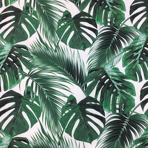 Mostera leaf upholstery fabric, tropical by the yard fabric, green modern leaf pattern for home textile furniture curtain chair fabric