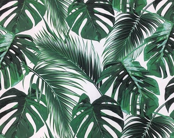 Mostera leaf upholstery fabric, tropical by the yard fabric, green modern leaf pattern for home textile furniture curtain chair fabric
