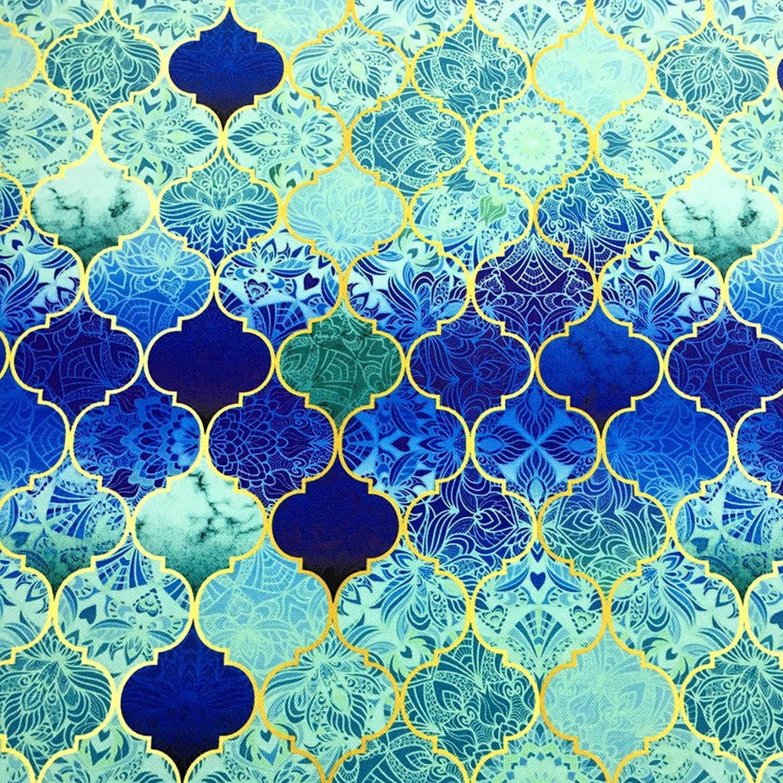 Moroccan by the Yard Upholstery Fabric Blue Turquoise Decor for Curtain ...