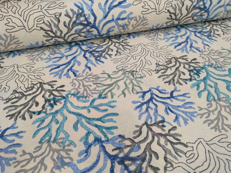 Coastal Fabric by Yard, Nautical Fabric, Marine Upholstery Fabric, reef fabric, by the yard fabric, chair, sofa, curtain, upholstery image 1