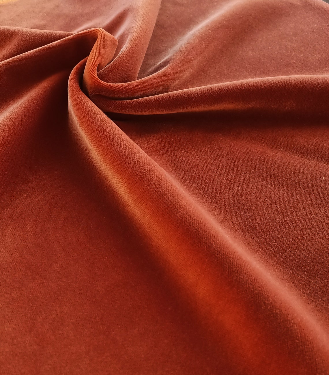 Dark Orange Velvet Fabric Brick Color by the Yard Orange Etsy