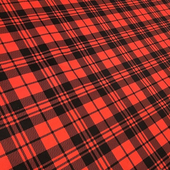 Plaid Print Fabric Plaid Upholstery Red and Black Fabric 