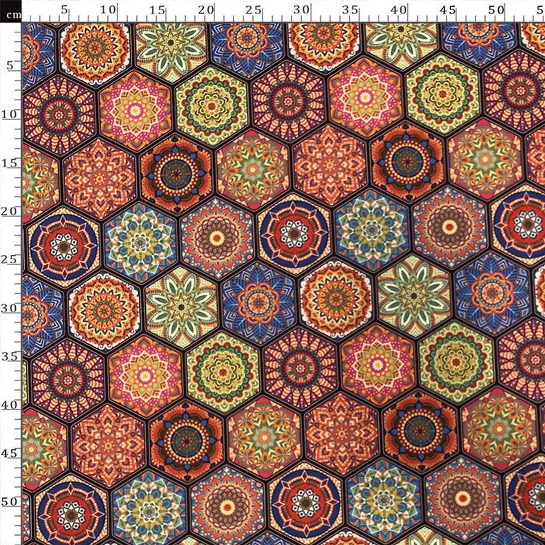 Blue Hexagon Moroccan Authentic Ethnic Upholstery Fabric by the Yard ...