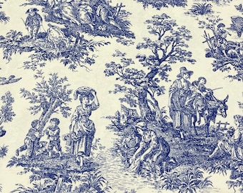 Toile de Jouy cotton fabric, upholstery Fabric, Country Farmhouse fabric, curtain fabric, chair pillow fabric, DIY fabric, furnitures fabric