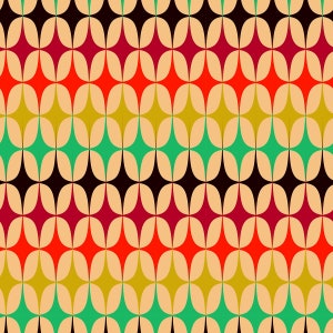 Retro Boho 50er 60er 70er Jahre Oranger geometrischer Stoff Meterware, Polsterstoff, Nähstoff, DIY Stoff