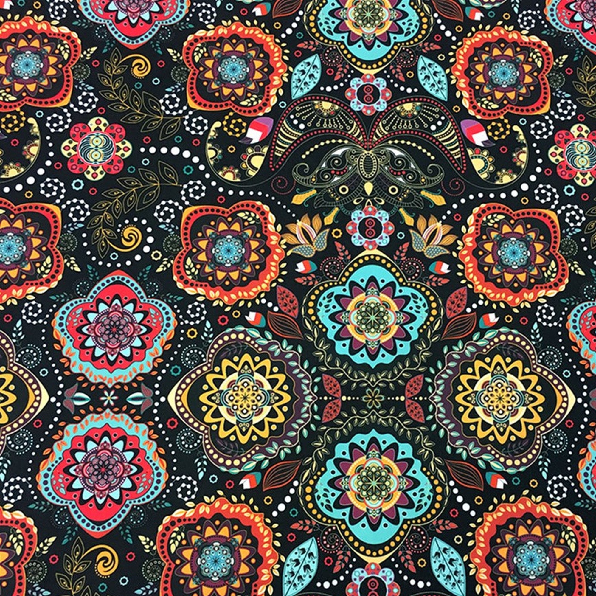 Authentic mandala print fabric colorful flower print fabric Etsy