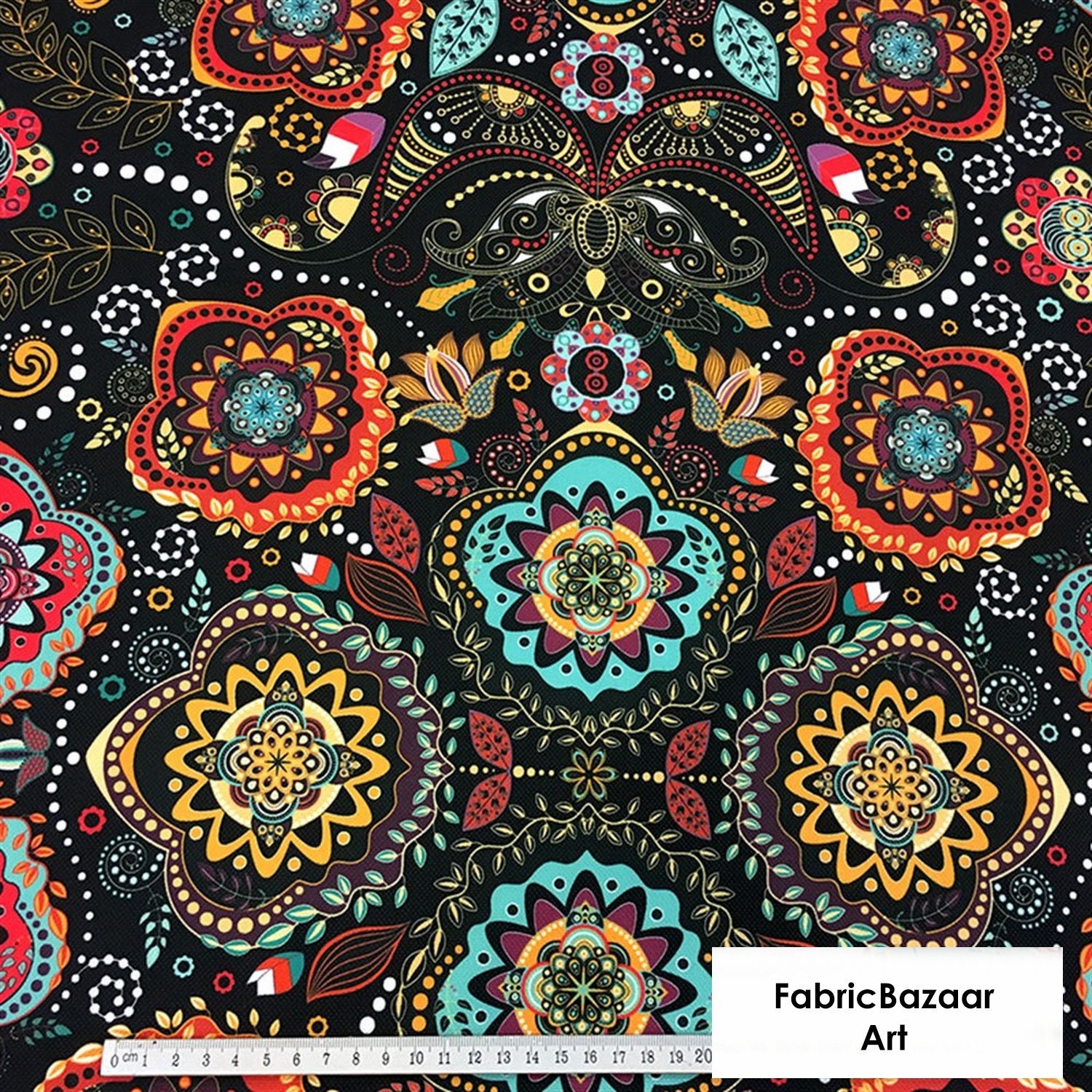 Authentic Boho Upholstery Fabric, Orange Geometric Fabric, Upholstery ...